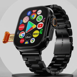 Fire-Boltt Oracle WristPhone - 4G SIM/LTE/WiFi, Android OS, Play store & Phone Notification Smartwatch (Black Chrome Strap, Free Size) 2GB RAM/16GB ROM